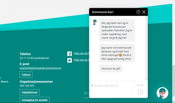 Ringerike kommune med chatbot