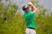 Viktor Hovland i aksjon på siste runde i PGA-turneringen i Mexico. 