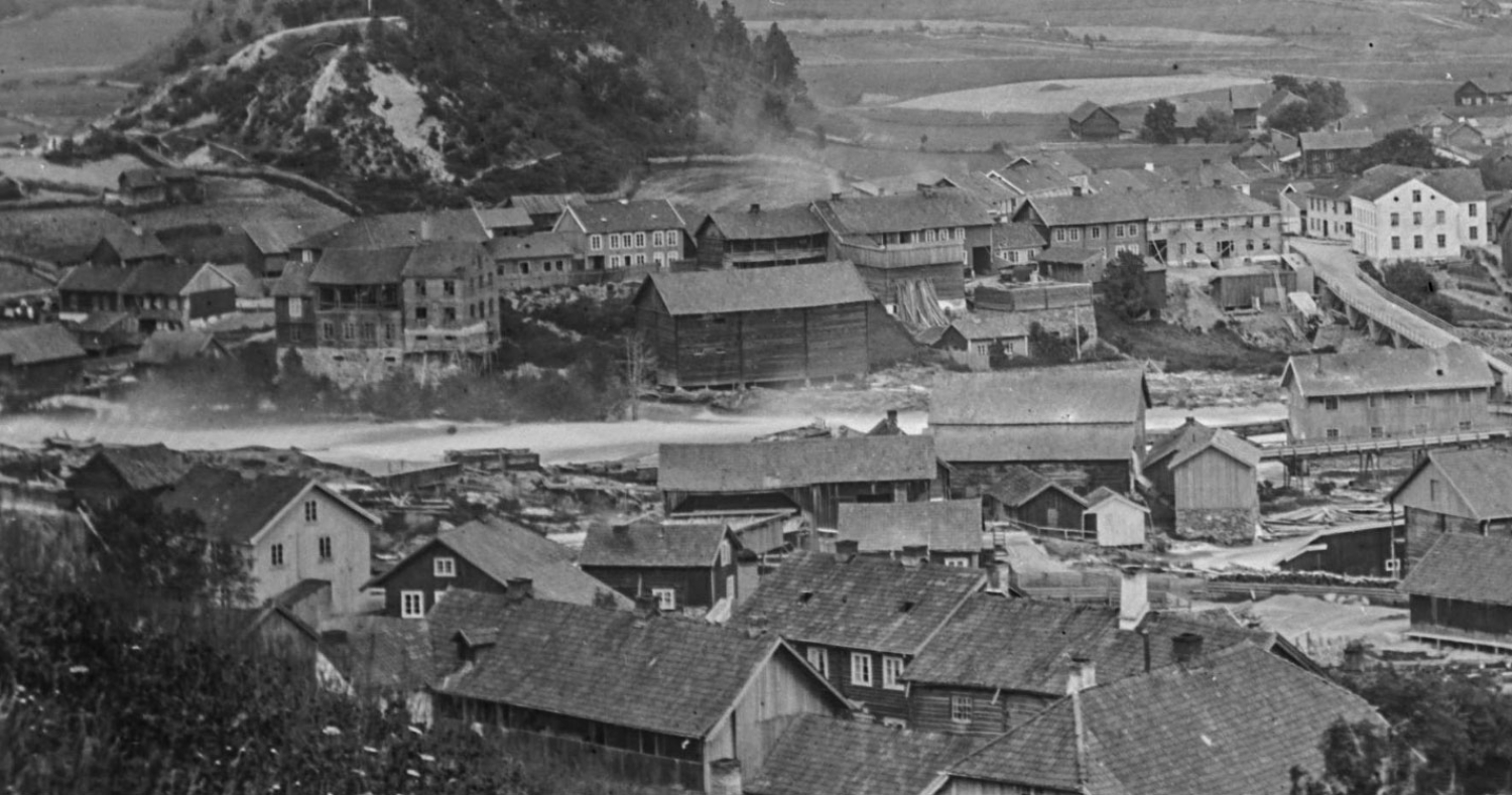 Nordre park med bebyggelse før bybrannen